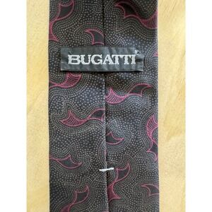Bugatti Silk Necktie Navy Blue Pink Abstract Geometric Retro Luxury Formal